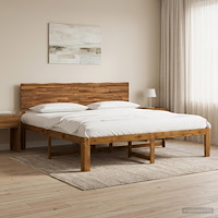 vidaXL Dubbel sängram med huvudgavel ROSTOCK Naturlig 193 x 203 cm