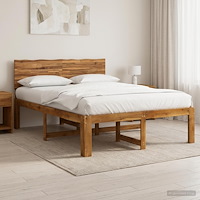 vidaXL Dubbel sängram med huvudgavel ROSTOCK Naturlig 137 x 190 cm