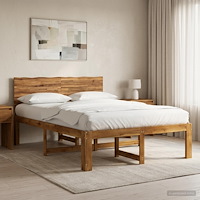 vidaXL Dubbel sängram med huvudgavel ROSTOCK Naturlig 152 x 203 cm