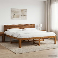 vidaXL Dubbel sängram med huvudgavel ROSTOCK Naturlig 193 x 203 cm