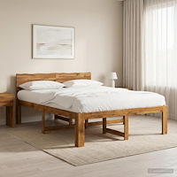 vidaXL Dubbel sängram med huvudgavel ROSTOCK Naturlig 152 x 203 cm