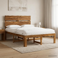 vidaXL Dubbel sängram med huvudgavel ROSTOCK Naturlig 137 x 190 cm
