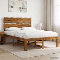 vidaXL Dubbel sängram med huvudgavel ROSTOCK Naturlig 152 x 203 cm