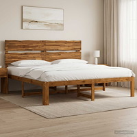 vidaXL Dubbel sängram med huvudgavel ROSTOCK Naturlig 193 x 203 cm