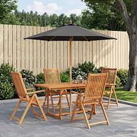 vidaXL Uteplatsmatbord med parasoll 6 st 4-sits Antracit och Natur