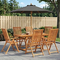 vidaXL Uteplatsmatbord med parasoll 8 st 6-sits Antracit och Natur
