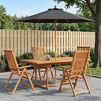 vidaXL Uteplatsmatbord med parasoll 6 st 4-sits Antracit och Natur