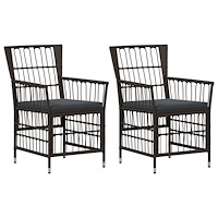 vidaXL Trädgårdsstolar 2 st Svart PE rattan, Stål och Polyester Tyg