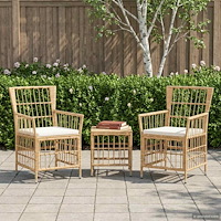 vidaXL Trädgårdsstolar 2 st Naturlig PE rattan, Stål och Polyester Tyg