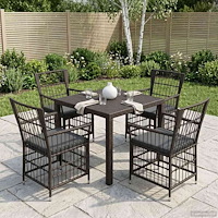 vidaXL Trädgårdsstolar 4 st Svart PE rattan, Stål och Polyester Tyg