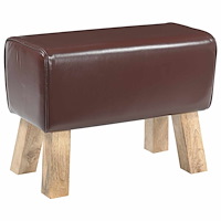 vidaXL bänk 60 x 30 x 45 cm Äkta läder Mörkbrun