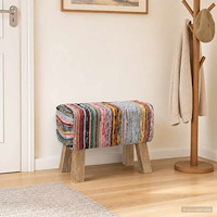 vidaXL bänk 60 x 30 x 45 cm Äkta läder Flerfärgsdesign