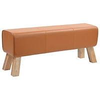 vidaXL bänk 110 x 30 x 45 cm Äkta läder Brun