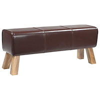 vidaXL bänk 110 x 30 x 45 cm Äkta läder Mörkbrun