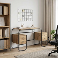 vidaXL Skrivbord med förvaring Artisan-ek 145 x 50 x 75 cm
