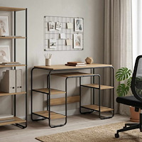 vidaXL Skrivbord med förvaring Artisan-ek 113.5 x 52 x 75.5 cm