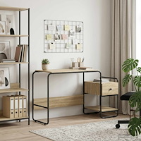 vidaXL Skrivbord med förvaring Sonoma-ek 131.5 x 50 x 75.5 cm