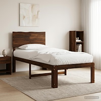 vidaXL Enkel Sängram med Huvudgavel ROSTOCK Mörkbrun 75 x 190 cm