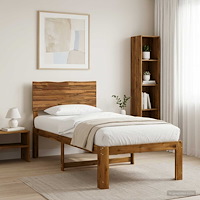 vidaXL Enkel Sängram med Huvudgavel ROSTOCK Naturlig 75 x 190 cm
