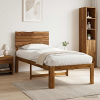 vidaXL Enkel Sängram med Huvudgavel ROSTOCK Naturlig 90 x 190 cm
