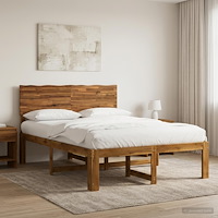 vidaXL Dubbel sängram med huvudgavel ROSTOCK Naturlig 120 x 190 cm