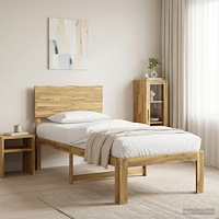 vidaXL Enkel Sängram med Huvudgavel ROSTOCK Vit 90 x 200 cm
