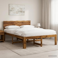 vidaXL Dubbel sängram med huvudgavel ROSTOCK Naturlig 135 x 190 cm
