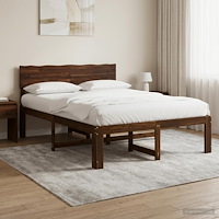 vidaXL Dubbel sängram med huvudgavel ROSTOCK Mörkbrun 140 x 190 cm