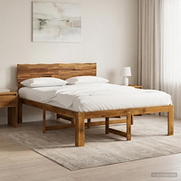 vidaXL Dubbel sängram med huvudgavel ROSTOCK Naturlig 140 x 190 cm