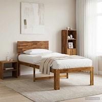 vidaXL Enkel Sängram med Huvudgavel ROSTOCK Naturlig 90 x 200 cm
