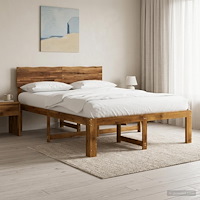 vidaXL Dubbel sängram med huvudgavel ROSTOCK Naturlig 140 x 200 cm