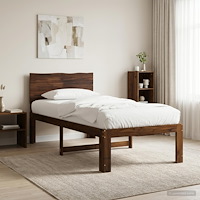 vidaXL Enkel Sängram med Huvudgavel ROSTOCK Mörkbrun 75 x 190 cm