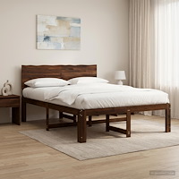 vidaXL Dubbel sängram med huvudgavel ROSTOCK Mörkbrun 120 x 190 cm