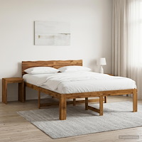 vidaXL Dubbel sängram med huvudgavel ROSTOCK Naturlig 120 x 190 cm