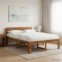 vidaXL Dubbel sängram med huvudgavel ROSTOCK Naturlig 135 x 190 cm