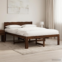 vidaXL Dubbel sängram med huvudgavel ROSTOCK Mörkbrun 140 x 190 cm