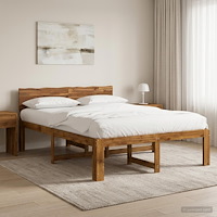 vidaXL Dubbel sängram med huvudgavel ROSTOCK Naturlig 140 x 190 cm