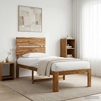 vidaXL Enkel Sängram med Huvudgavel ROSTOCK Naturlig 90 x 190 cm