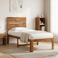 vidaXL Enkel Sängram med Huvudgavel ROSTOCK Naturlig 90 x 200 cm