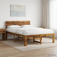 vidaXL Dubbel sängram med huvudgavel ROSTOCK Naturlig 137 x 190 cm