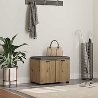 vidaXL Skobänk med dyna Artisan-ek 60 x 38 x 46 cm Konstruerat trä