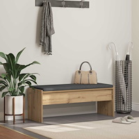 vidaXL Skobänk med sittdyna Artisan-ek 103 x 38 x 40 cm