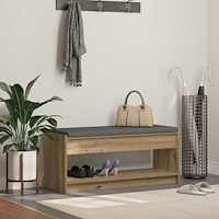vidaXL Skobänk med kudde Artisan-ek 103 x 38 x 45 cm Konstruerat trä