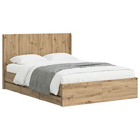 vidaXL Sängram med förvaring och huvudgavel Artisan-ek 140 x 190 cm