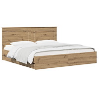 vidaXL Bed Frame with Storage and Headboard Artisan Oak 180 x 200 cm