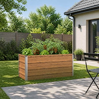 vidaXL Höjd Trädgårdsbädd Träbrun 100 x 40 x 55 cm kallvalsad stål
