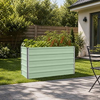 vidaXL Höjd Trädgårdsbädd Pastellgrön 100 x 40 x 55 cm kallvalsad stål