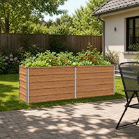 vidaXL Höjd Trädgårdsbädd Träbrun 160 x 40 x 55 cm kallvalsad stål