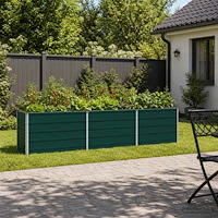 vidaXL Höjd Trädgårdsbädd Grön 240 x 40 x 55 cm kallvalsad stål