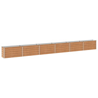 vidaXL Höjd Trädgårdsbädd Träbrun 600 x 40 x 55 cm kallvalsad stål